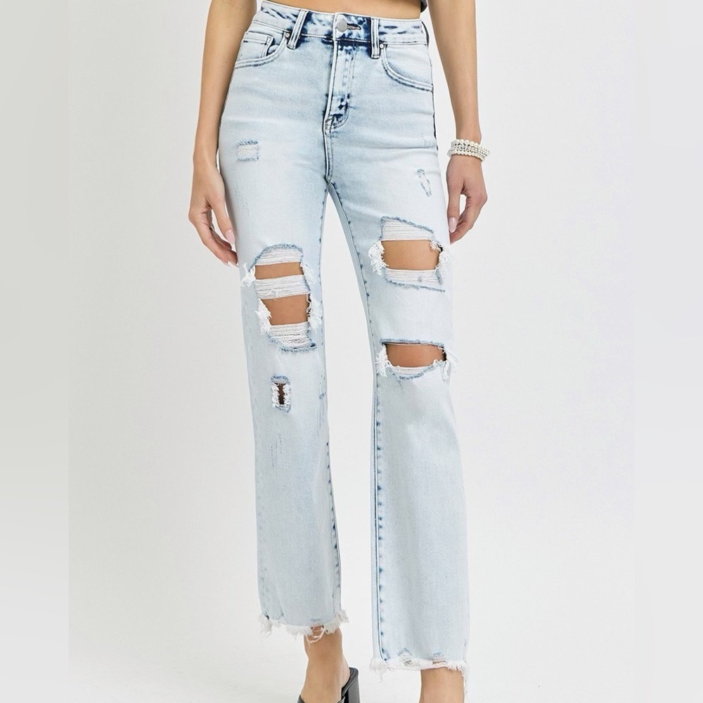 RDP5246RTX ACID LIGHT PLUS Risen High Rise Ankle Straight Jeans